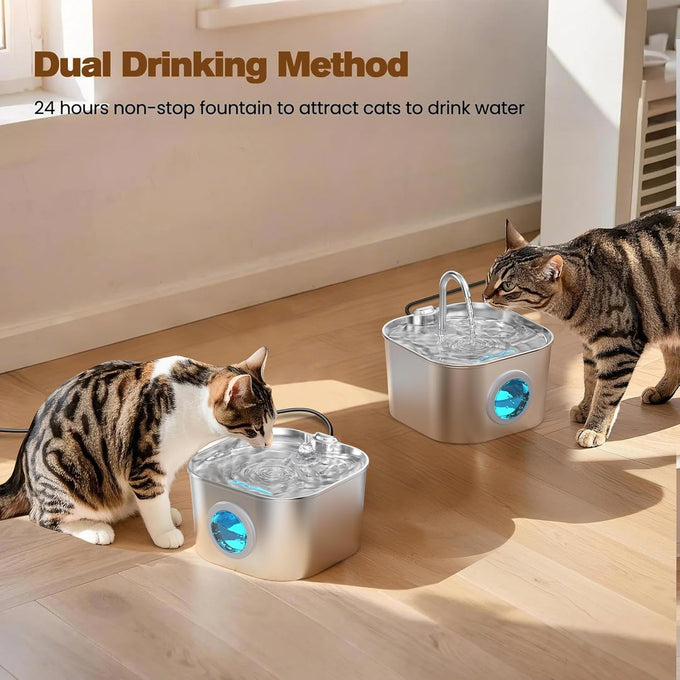 cat stainless steel water fountain 304 for cats/dog indoor automatic watering