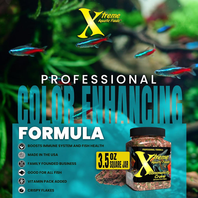 Xtreme Xtreme Community Crave Flake 3.5oz Krill Spirulina Blend for Aquarium Fish Nutrition