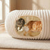 Cat tunnel bed with 40 interactive toys, collapsible play tunnel for indoor kittens, white