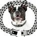 Silver 13mm Wide Metal Dog Chain Collar with Zirconia Diamond Decoration, 10 Inch, Not Adjustable