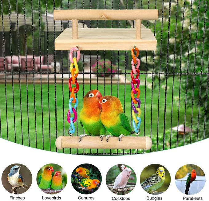 frgkbtm bird perch cage toy wooden platform play gym for parrots, green cheeks, lovebirds, chinchillas, hamsters, budgies