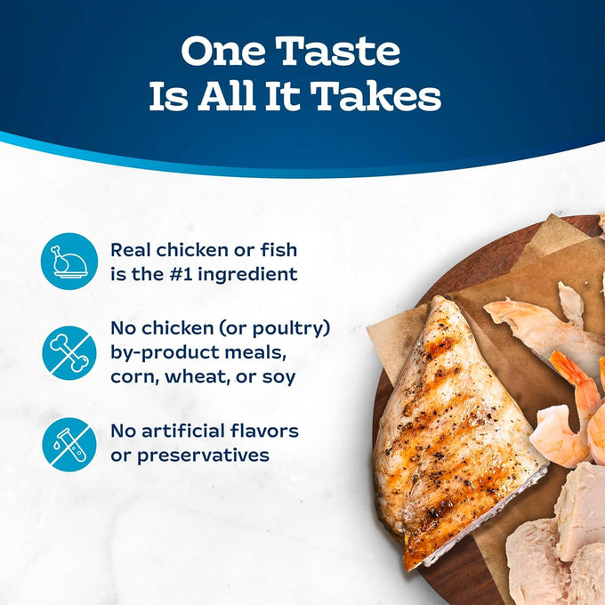 blue buffalo tastefuls flaked wet cat food variety pack, real meat, tuna, chicken, fish & shrimp, 12 count, 4 of each