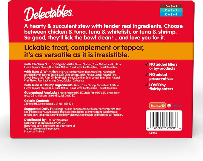Delectables Lickable Treat Stew Wet Cat Treat Variety Pack, Grain-Free, 30ct, 1.4oz Pouch