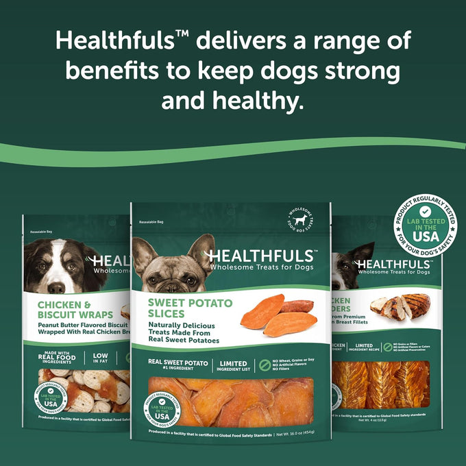 Healthfuls grain-free sweet potato dog treats, 16 oz, limited ingredient, real dried sweet potatoes