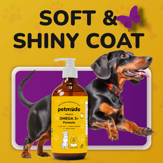 Omega 3 Fish Oil for Dogs Skin and Coat - Wild Alaskan Pollock Oil Liquid EPA & DHA Supplements 16 Fl Oz
