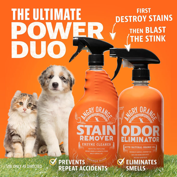 Angry Orange Pet Odor Eliminator - 24 oz Orange Rush Scent, Citrus Cleaner for Dog and Cat Urine Stains