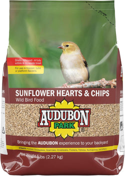 Audubon Park 5-Pound Bag Sunflower Hearts & Chips Wild Bird Food Attracts Finches and More No Mess Sunflower Seeds for Birds