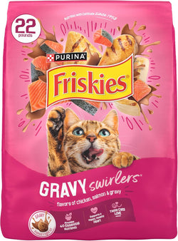 Friskies Gravy Swirlers dry cat food 22 lb bag with chicken salmon and gravy flavors