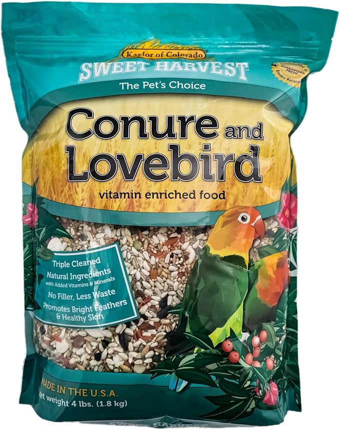Premium conure and lovebird bird food, 4 lbs triple cleaned seed mix with natural ingredients