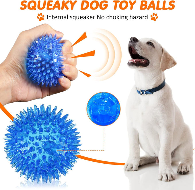 Yunsailing 9 piece dog squeaky toys set, TPR rubber pet chew toys for small medium size dogs teething and training