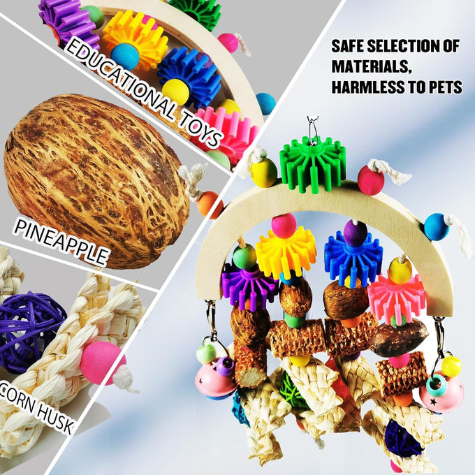 Natural Corncob Wooden Mango Solids Chew Toys for Small & Medium Parrots African Greys Cockatiels Lovebirds Bird Cage Accessories
