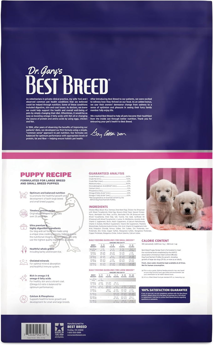 Dr. Gary's Best Breed Puppy Recipe 28lbs Natural Dry Dog Food