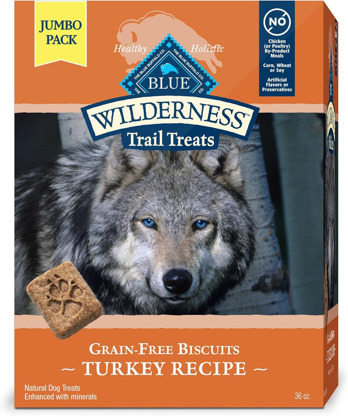 Blue Buffalo Wilderness Grain-Free High-Protein Dog Treats, Turkey Recipe, 36-oz Box