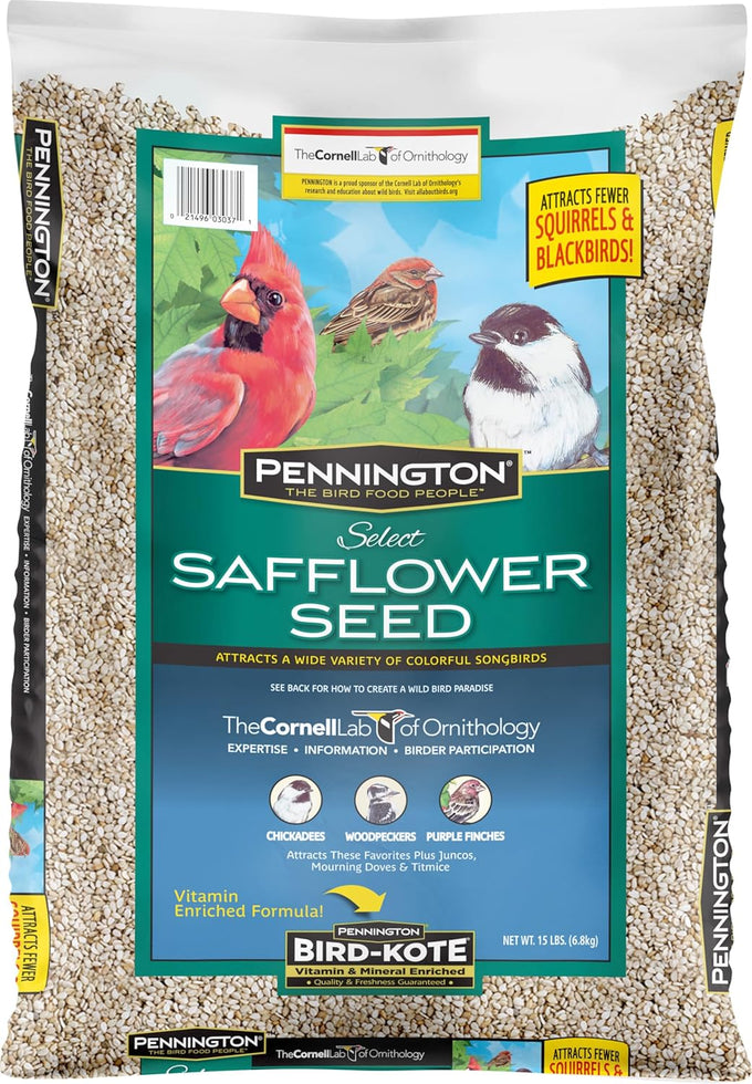 Pennington Select Safflower Seed, 15 lb, year-round bird feeding, squirrel-resistant, seed mix with vitamins