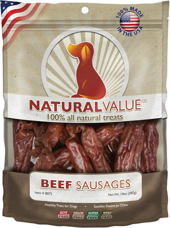 Loving Pets Natural Value Duck Sausages - Soft Jerky Dog Treats for Large & Small Breeds - Healthy Gluten, Wheat, Soy & Grain Free Pet Treats
