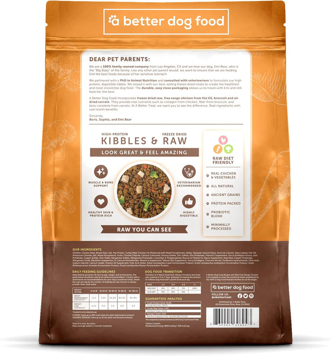 A Better Dog Food Chicken Dry Dog Food Raw Freeze Dried