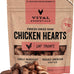 Vital Essentials single-ingredient freeze-dried raw chicken hearts cat treats, premium quality, grain free, 0.8 oz bag