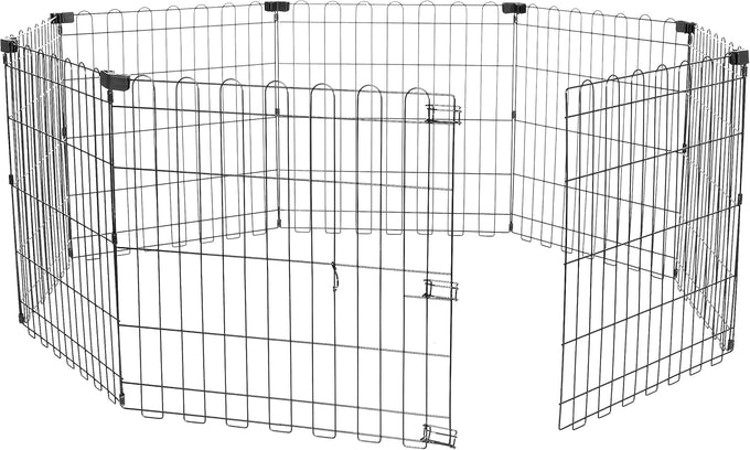 Amazon Basics Foldable Octagonal Metal Exercise Dog Playpen, 8 Panels, Extra Small, 24x24 Inches, Black