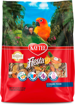 Kaytee Fiesta Conure Food, 4.5 pounds, Nutritious and Fun Blend for Skin, Feather, Digestion, Brain and Heart Health