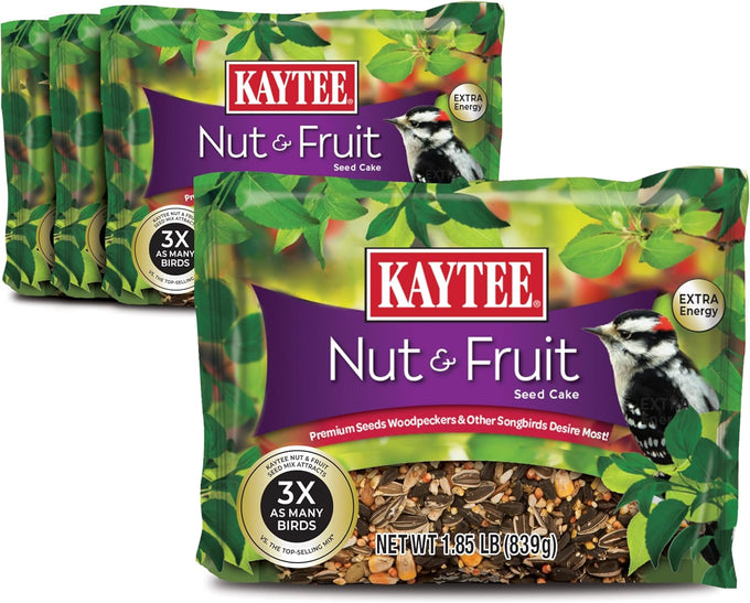 kaytee cardinal seed cake, wild bird food, 1.85 pounds, 4 count, black oil sunflower and safflower seeds