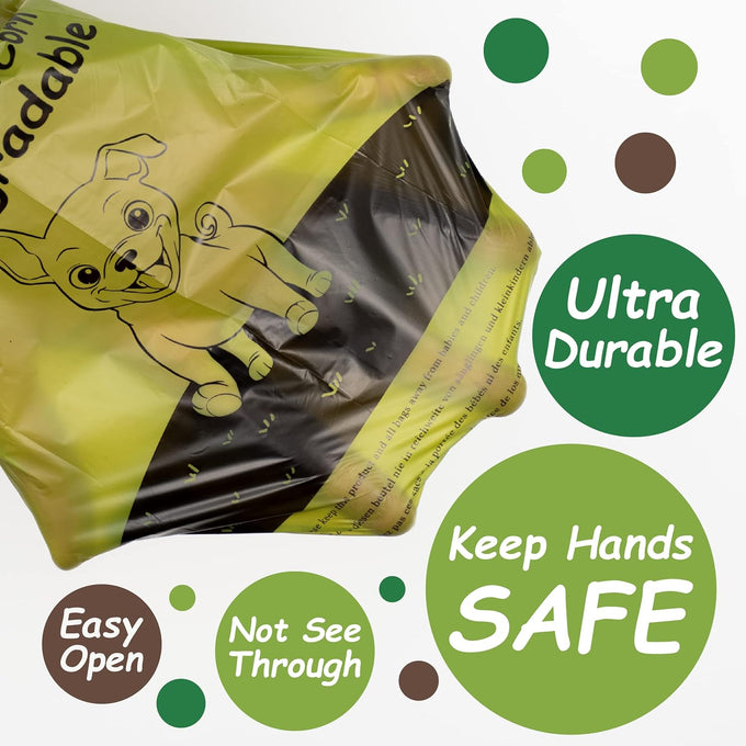 Greener Walker Poop Bags, 540 count, Extra Thick, 100% Leak Proof, Green, 13x9 inches