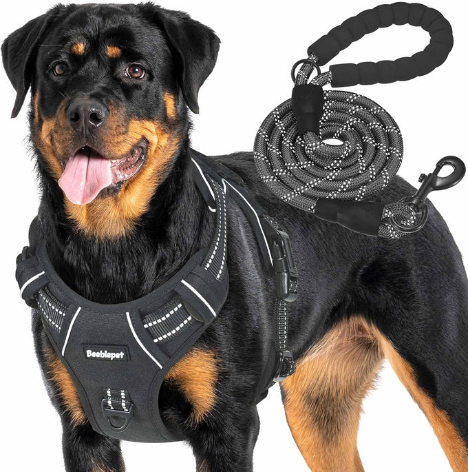 Beebiepet heavy duty tactical dog harness for small dogs, large, brown, no pull, adjustable, reflective