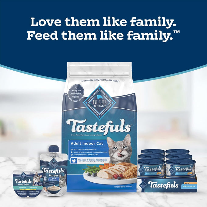 Blue Buffalo Tastefuls Wet Cat Food Paté Variety Pack (Chicken, Turkey & Chicken, Ocean Fish & Tuna) for Adult Cats, Made with Natural Ingredients, 5.5-oz. Each (24 Cans)