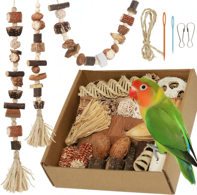 Bird Toys Parrot Natural Foraging Box Medium for Parakeets, Cockatiels, Conures, Small to Medium Birds Cage Accessories