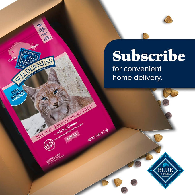Blue Buffalo Wilderness Salmon Grain-Free Adult Dry Cat Food, 5-lb High-Protein Bag, Natural Ingredients