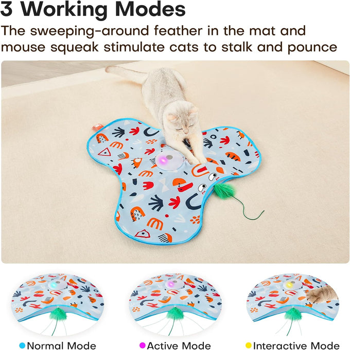 Potaroma automatic cat toy with moving feather, 3 modes, and USB rechargeable battery for indoor kittens and adult cats