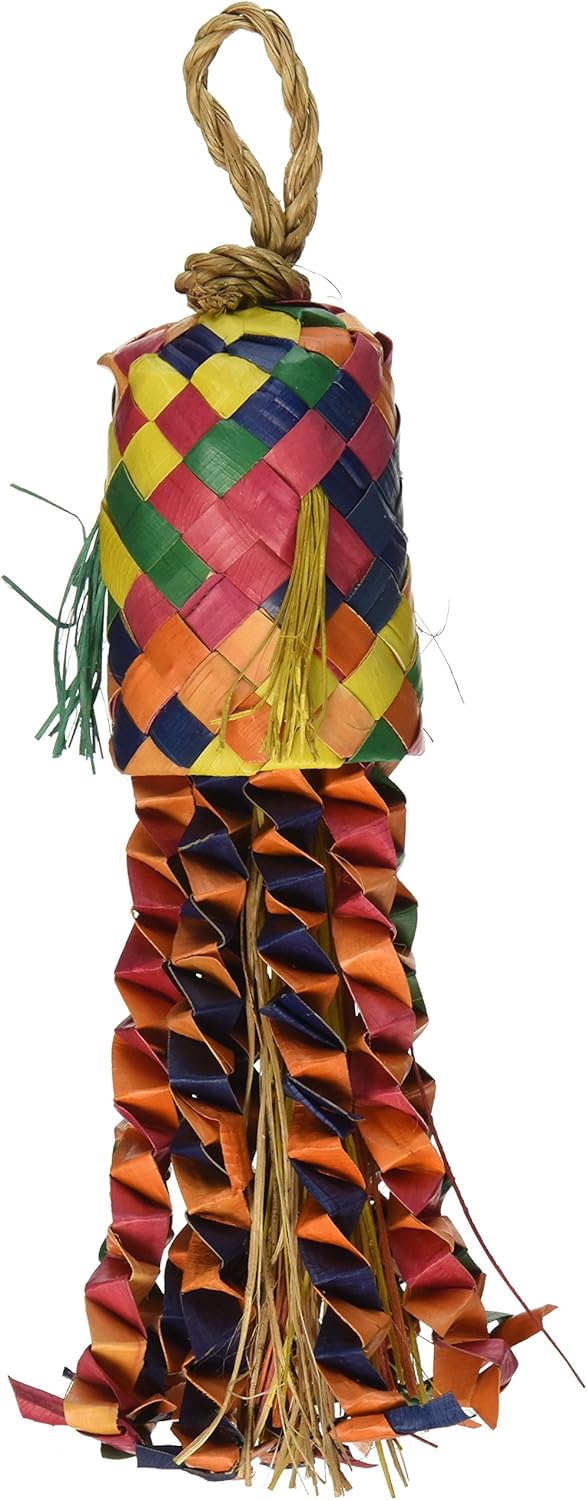 Planet Pleasures Parrot Piñata Octopus Toy for Small Parrots, Natural Bird Toy for Over Preening and Feather Chewing