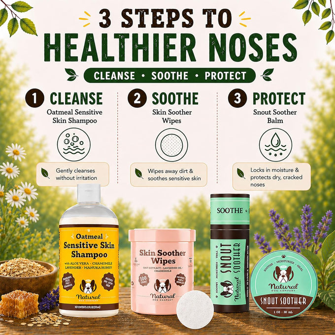 Natural Dog Company Snout Soother Dog Nose Balm for dry, crusty noses with coconut oil & shea butter, lick safe for all breeds - 1 oz tin