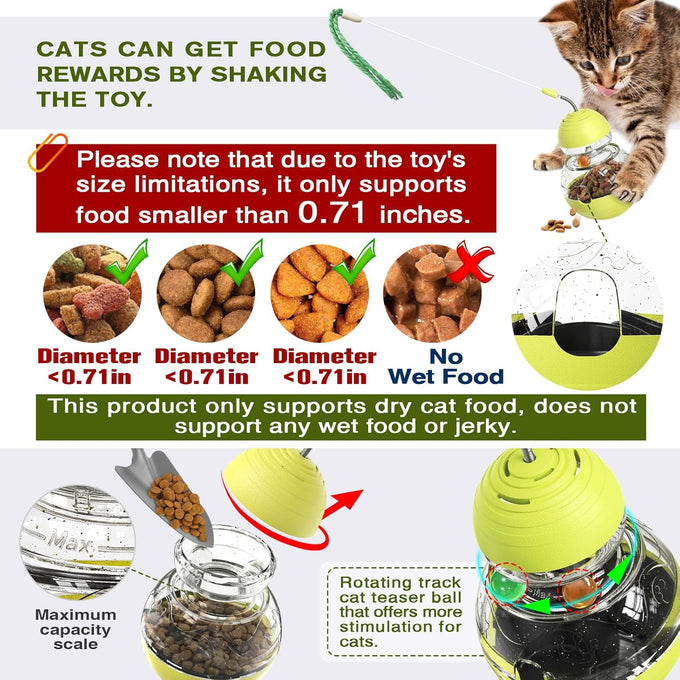TLKNG Cat Toy Indoor Wobble Treat Dispenser Ball Puzzle Feeder Enrichment Toys & Mental Stimulation