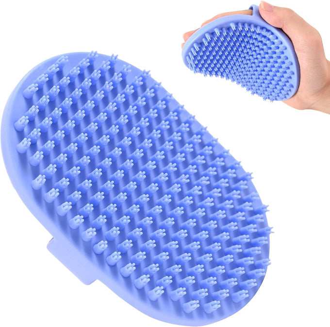 dog grooming bath brush, pet rubber brush for shower scrubbing and soothing massage, ideal for long & short haired dogs and cats