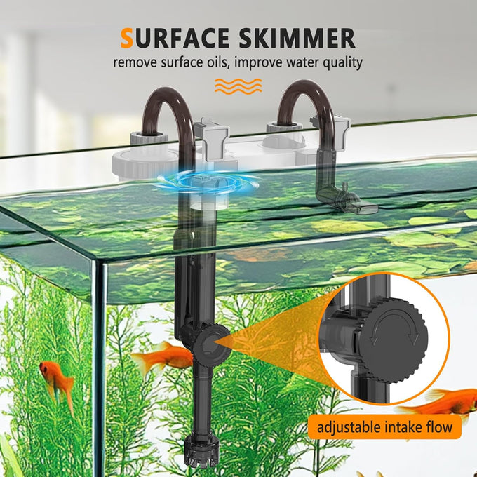 hygger quiet hang on back aquarium filter for small fish tanks 5-30 gallon with adjustable flow and surface skimmer
