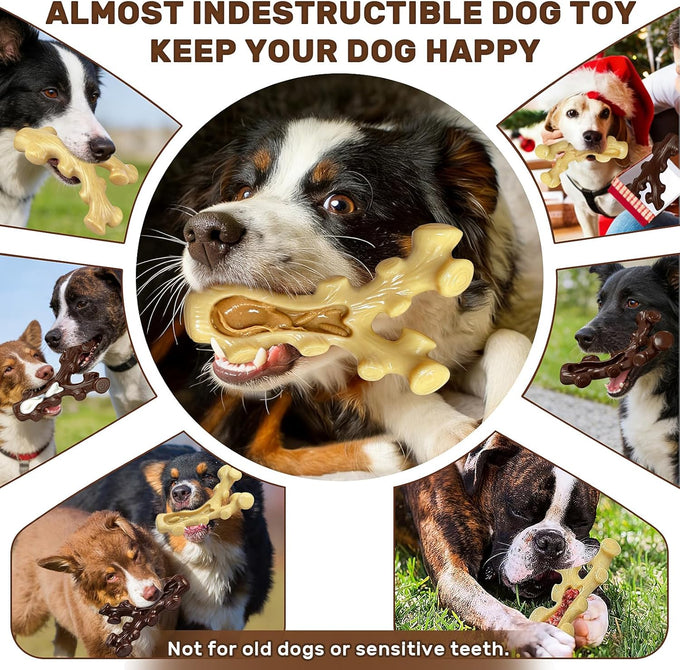 SIHRMIU 2 Pack nylon dog chew toys for aggressive chewers, medium/large breed, tough almost indestructible