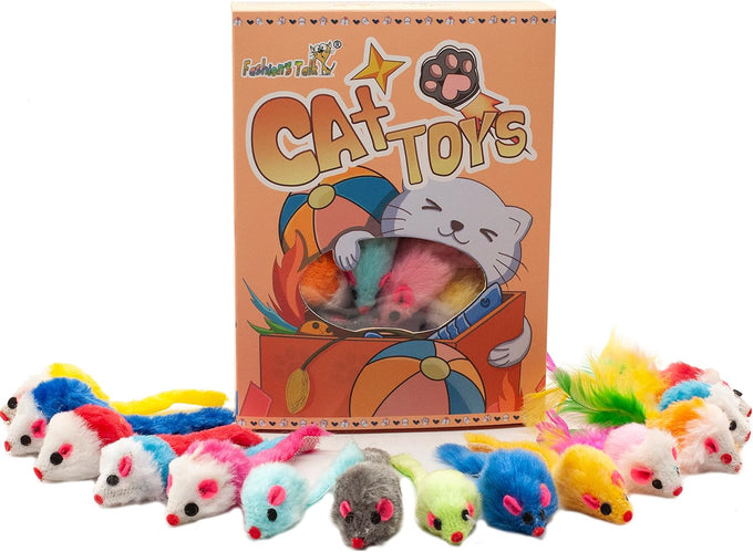 Fashion's Talk assorted mice cat toys fuzzy rattle mouse 48-count for indoor cats