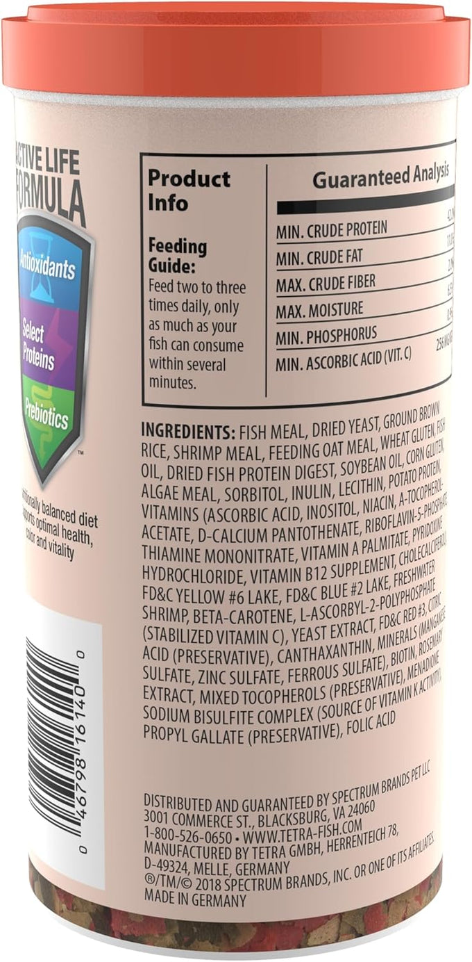 Tetra Goldfish Flakes, nutritionally balanced diet for tropical aquarium fish, vitamin C enriched, 7.06 oz, USA made