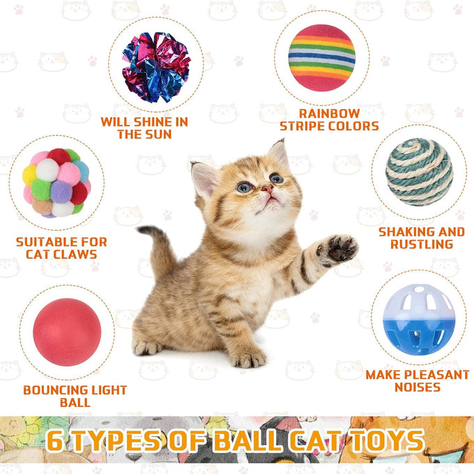 shappy 150 pcs assorted cat toys for indoor cats bulk kitten toys pack variety gift