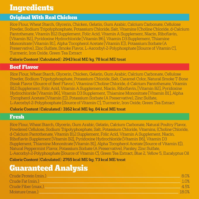 pedigree dentastix large dog treats original beef & fresh 2.73 lb variety pack 51 treats total