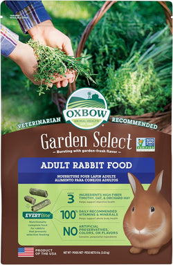 Oxbow Garden Select Adult Rabbit Food, Non-GMO, Timothy Hay, No Soy or Wheat, 8 lb. Bag