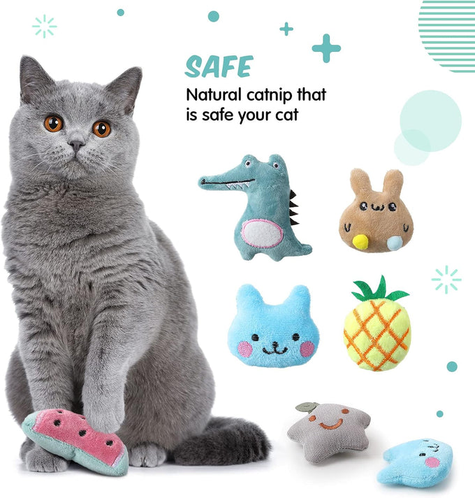 gejoy 20 pack catnip toys for indoor cats plush kitten chew toys catnip interactive safe