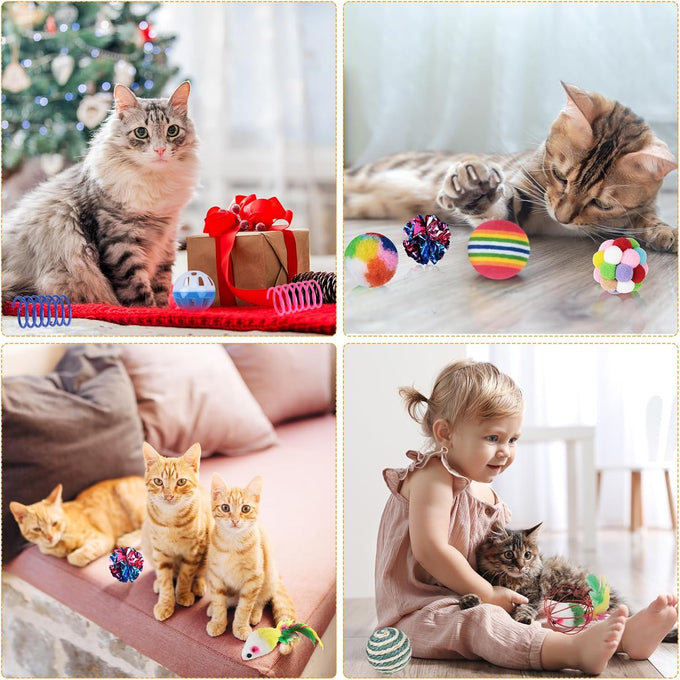 shappy 150 pcs assorted cat toys for indoor cats bulk kitten toys pack variety gift