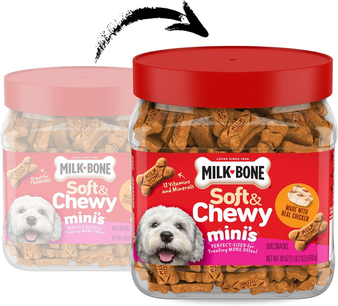 Milk-Bone Soft & Chewy Mini's Made with Real Chicken Dog Treats, 18 Ounce Canister