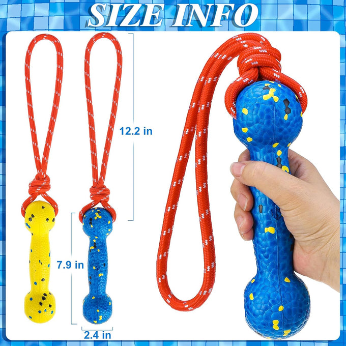 Expawlorer Floating Dog Toys 2 Pack, 7.9x2.4 inches ETPU Foam with Rope, for Water Fetch and Retrieving Games