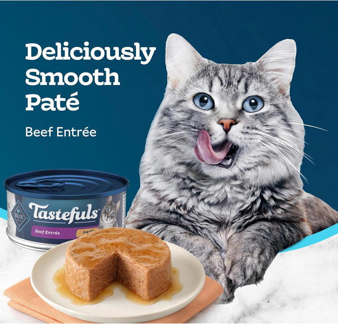 Blue Buffalo Beef Entrée Wet Cat Food, 24 Count, 5.5-oz Cans, Made with Natural Ingredients