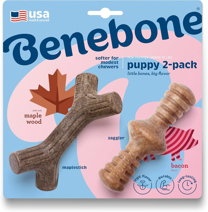 benebone dental durable dog chew toy medium real bacon made in usa