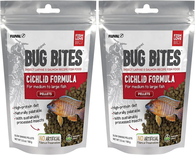 Fluval Bug Bites Cichlid Fish Food, Pellets for Medium to Large Fish, 3.53 oz, Nutrient-Rich Black Soldier Fly Larvae, Made in Canada