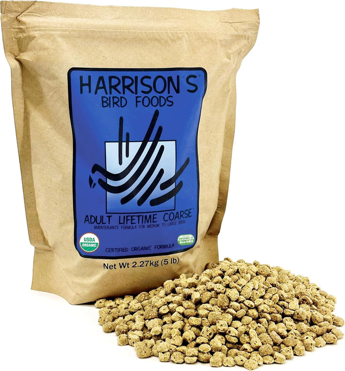 harrisons bird foods pepper lifetime coarse - certified organic formula for medium to large birds - 5 lb bag