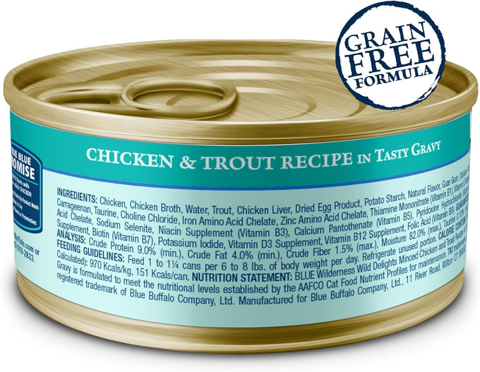 Blue Buffalo Wilderness Wild Delights Minced Wet Cat Food, 24 cans, 5.5-oz, Grain-Free, High-Protein